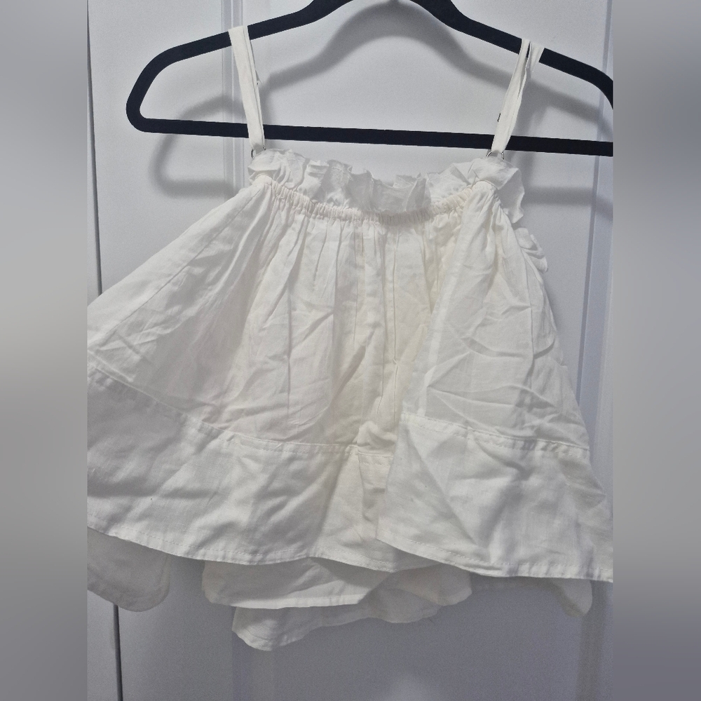 Pilcro By Anthropologie White Ruffled Camisole, Size Small - Picture 6 of 8